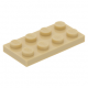 LEGO lapos elem 2x4, sárgásbarna (3020)